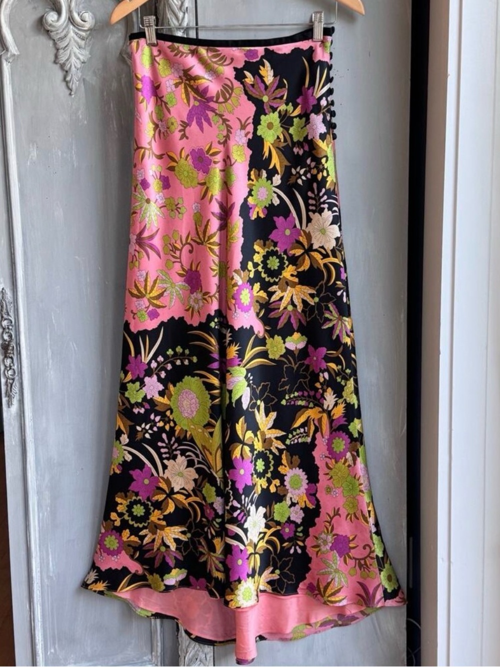 VTG JS Collections 100% Silk High-Low Fitted Flare Evening Skirt Women Size 6